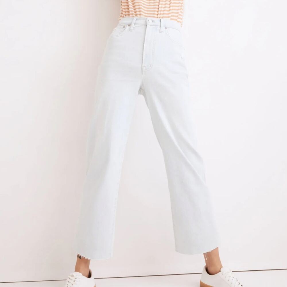 Madewell The Perfect Vintage Wide-Leg Crop Jeans Bosworth Wash Raw-Hem Edition